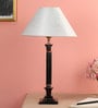 Silver Fabric Shade Table Lamp with Brown Base