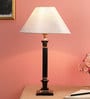 Silver Fabric Shade Table Lamp with Brown Base