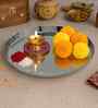 Silver Finish Modern Steel Pooja Thali