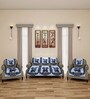 Silver Floral Polyester Velvet 5 Seater Sofa Cover