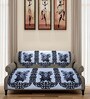 Silver Floral Polyester Velvet 5 Seater Sofa Cover