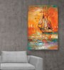 Boat In Silver Canvas Framed Art Print (33 x 21 Inches)