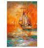Boat In Silver Canvas Framed Art Print (33 x 21 Inches)