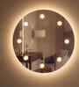 Silver Frameless Round Vanity Mirror With Lights 30 X 30 In