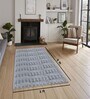 Silver Geometric Polyester Blend 3 X 5 Feet Rabbit Fur Machine Made Carpet