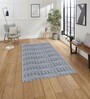 Silver Geometric Polyester Blend 3 X 5 Feet Rabbit Fur Machine Made Carpet
