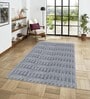 Silver Geometric Polyester Blend 4 X 6 Feet Machine Made Carpet