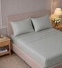 Silver Grey 400TC  Solid Embroidery Superking Bedsheet with 2 Pillow Covers