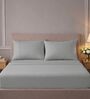 Silver Grey 400TC  Solid Embroidery Superking Bedsheet with 2 Pillow Covers