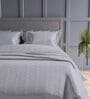 Silver Grey Geometric 300TC Cotton Super King Sized Double Bedsheet with 2 piping Pillow Covers
