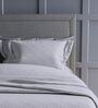 Silver Grey Geometric 300TC Cotton Super King Sized Double Bedsheet with 2 piping Pillow Covers