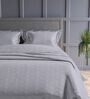 Silver Grey Geometric 300TC Cotton Super King Sized Double Bedsheet with 2 piping Pillow Covers