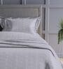 Silver Grey Geometric 300TC Cotton Super King Sized Double Bedsheet with 2 piping Pillow Covers