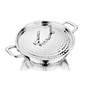 Silver Hammered Triply Stainless Steel 20 cm Deep Kadhai with Stainless Steel Lid