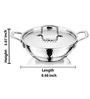 Silver Hammered Triply Stainless Steel 22 cm Deep Kadhai with Stainless Steel Lid