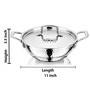 Silver Hammered Triply Stainless Steel 28cm Deep Kadhai with Stainless Steel Lid