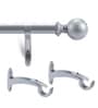 Silver Iron Solid (144 Inches) Curtain Rod with Accessories