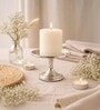 Silver Metal Pillar Candle Holders Set Of 2