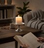 Silver Metal Pillar Candle Holders Set Of 2