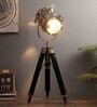 Silver Metal Shade  Table Lamp with Black Base