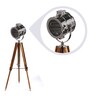 Silver Metal Shade Tripod Floor Lamp with Beige Base