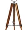 Silver Metal Shade Tripod Floor Lamp with Beige Base
