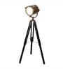 Wave Silver Metal Shade Tripod Floor Lamp With Sheesham Wood Base