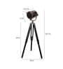 Wave Silver Metal Shade Tripod Floor Lamp With Sheesham Wood Base