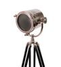 Wave Silver Metal Shade Tripod Floor Lamp With Sheesham Wood Base