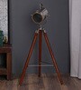 Silver Metal Shade Tripod Floor Lamp with Brown Base