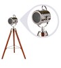 Silver Metal Shade Tripod Floor Lamp with Brown Base