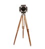 Black Metal Shade Tripod Floor Lamp With Teak wood Base