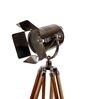 Black Metal Shade Tripod Floor Lamp With Teak wood Base