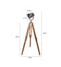 Crisanto Silver Metal Shade Tripod Floor Lamp With Teak wood Base