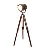 Kepler Silver Metal Shade Tripod Floor Lamp With Teak wood Base