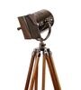 Black Metal Shade Tripod Floor Lamp With Teak wood Base