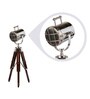 Silver Metal Shade Tripod Table Lamp with Brown Base
