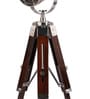 Silver Metal Shade Tripod Table Lamp with Brown Base