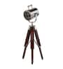 Silver Metal Shade Tripod Table Lamp with Brown Base