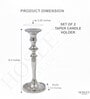 Silver Metal Taper Candle Holders Set Of 2