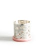 Silver Mogra Tealight Holder with Pink Base
