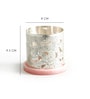 Silver Mogra Tealight Holder with Pink Base
