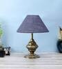 Groove Silver Natural Fiber Shade Night Lamp With Metal Base