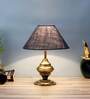 Groove Silver Natural Fiber Shade Night Lamp With Metal Base
