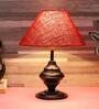 Silver Natural Fiber Shade Table Lamp With Black Base