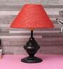 Silver Natural Fiber Shade Table Lamp With Black Base