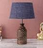 Silver Natural Fiber Shade Table Lamp With Brown Base
