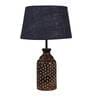 Silver Natural Fiber Shade Table Lamp With Brown Base