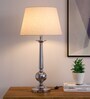 Castries Off White Cotton Shade Night Lamp With Metal Base