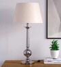 Castries Off White Cotton Shade Night Lamp With Metal Base